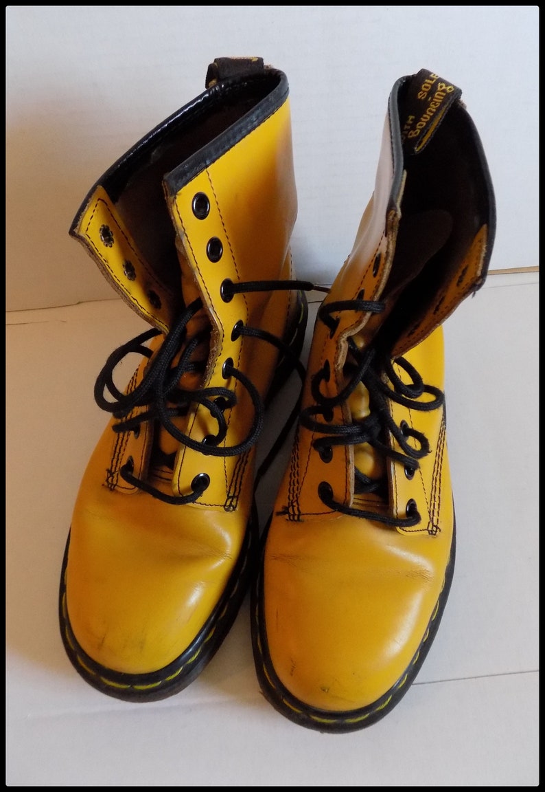 Vintage 90's Yellow Dr. Martens Rare Punk Boots EU 38 UK 5 image 5