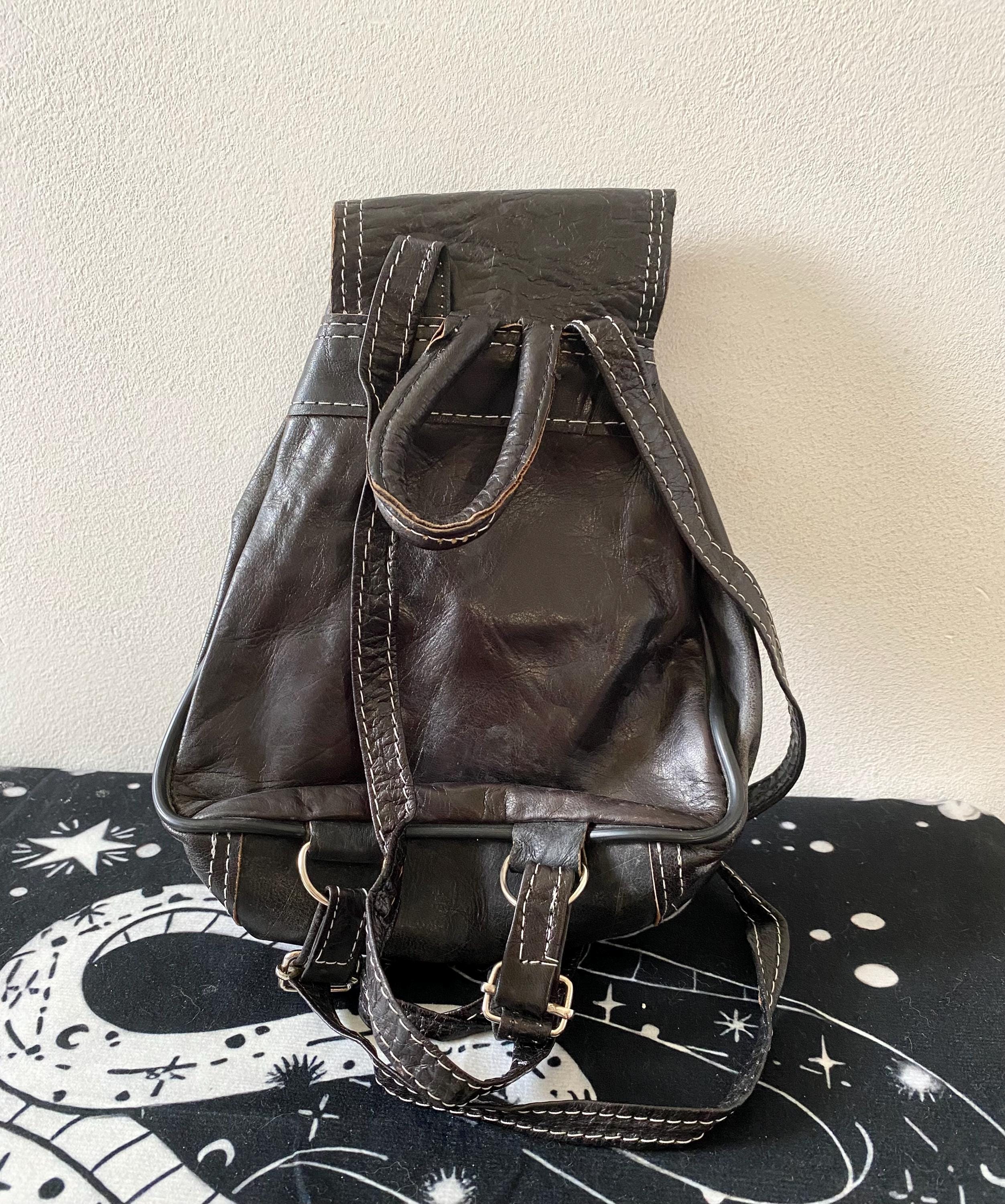 Vintage Y2K Small Leather Backpack - Etsy