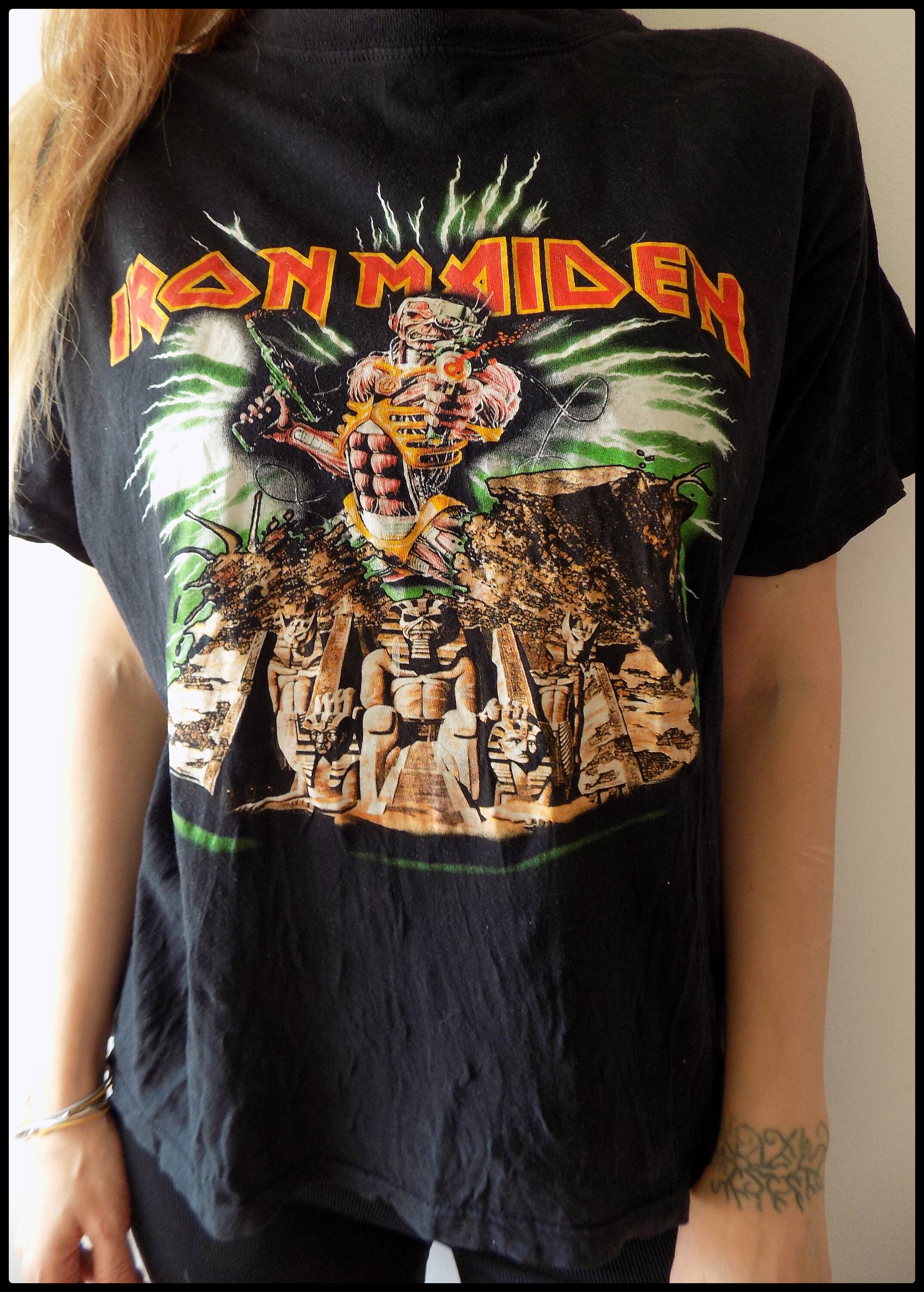 90s USA製 アイアン メイデン プリント 半袖 Tシャツ L バンド