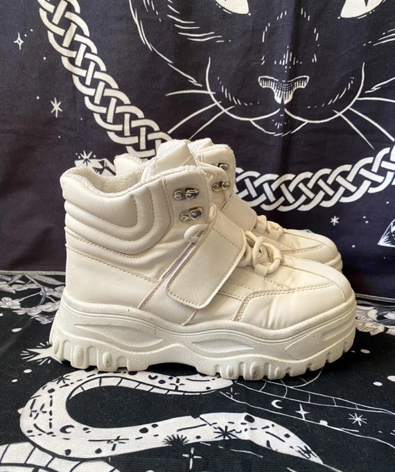Y2K White Platform Sneakers - Etsy