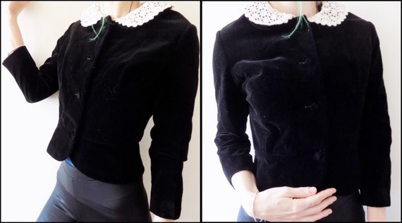 Vintage Retro Black Plush Velvet Jacket