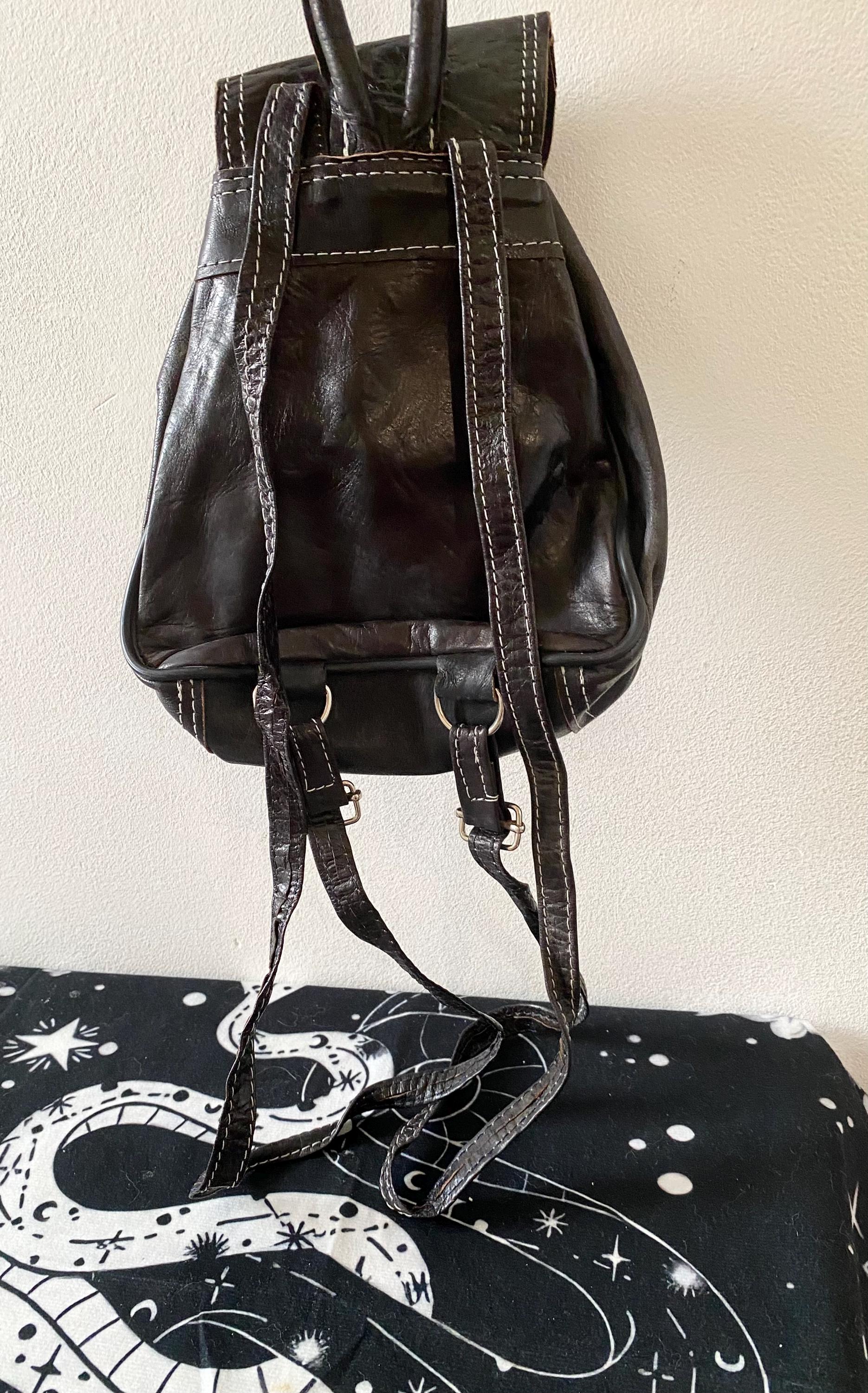 Vintage Y2K Small Leather Backpack - Etsy