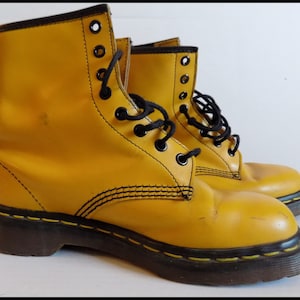 Vintage 90's Yellow Dr. Martens Rare Punk Boots EU 38 UK 5 image 3