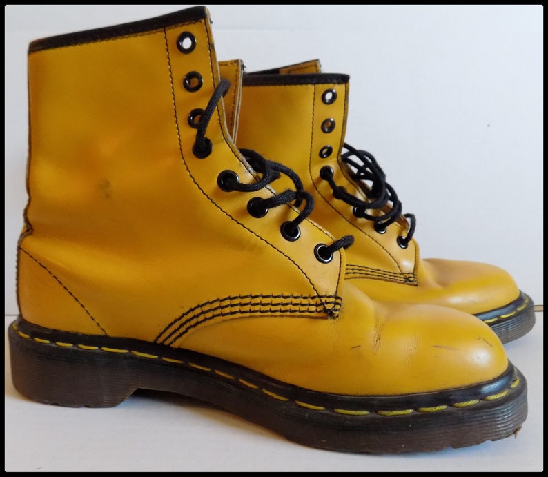 Vintage 90's Yellow Dr. Martens Rare Punk Boots EU 38 UK 5 image 3