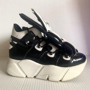 Y2K Black and White Platform Sneakers