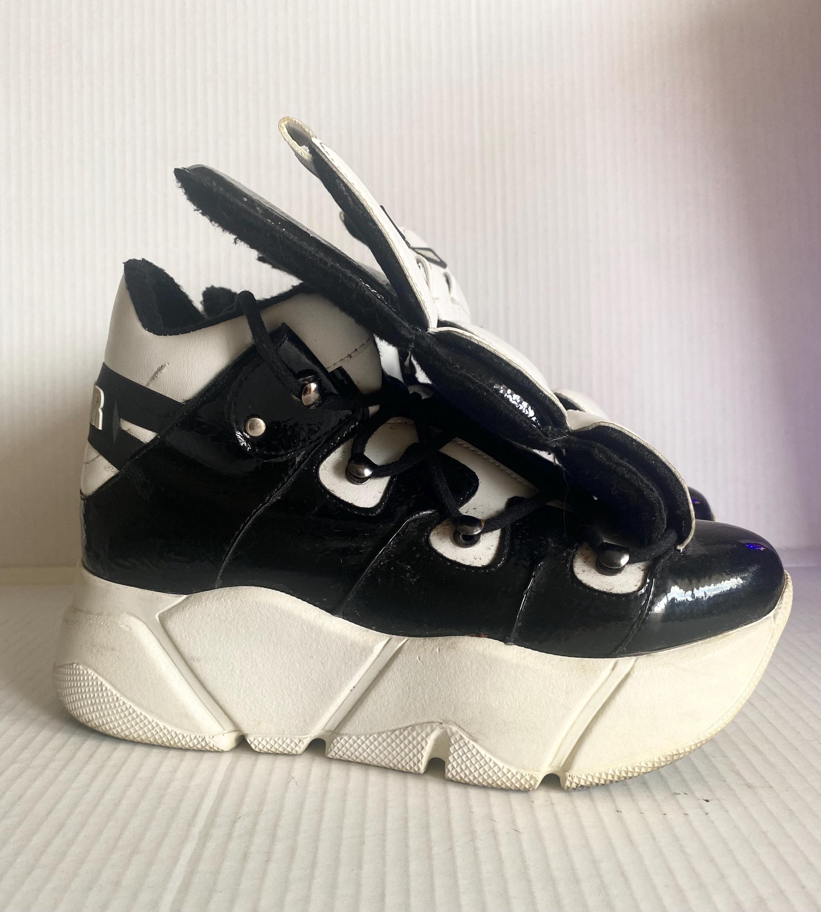 Y2K Black and White Platform Sneakers - Etsy