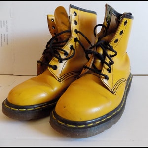 Vintage 90's Yellow Dr. Martens Rare Punk Boots EU 38 UK 5 image 2