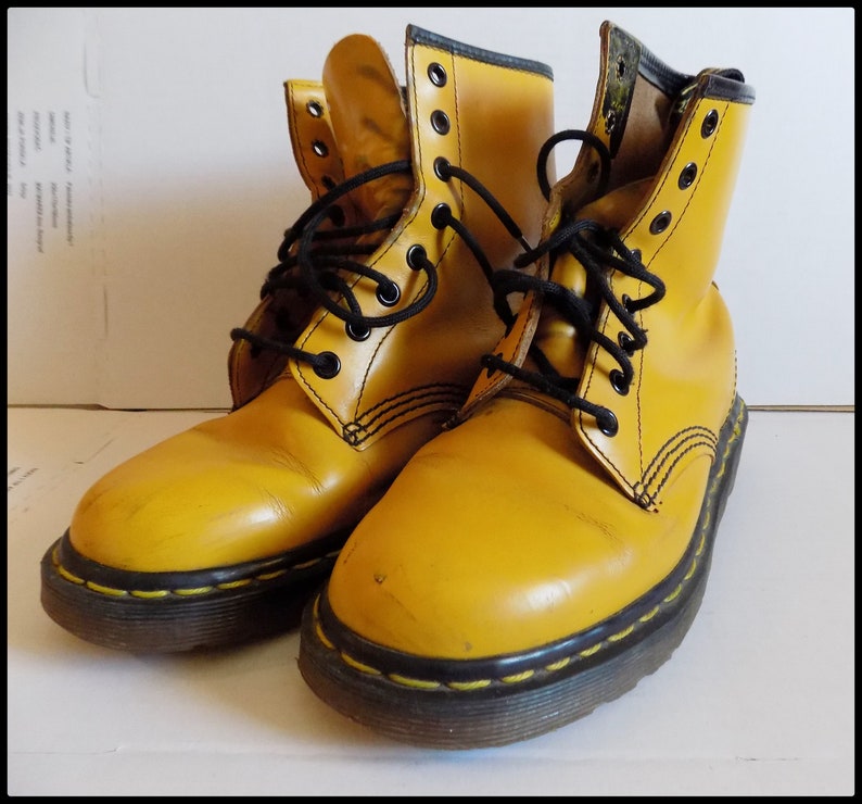 Vintage 90's Yellow Dr. Martens Rare Punk Boots EU 38 UK 5 image 2