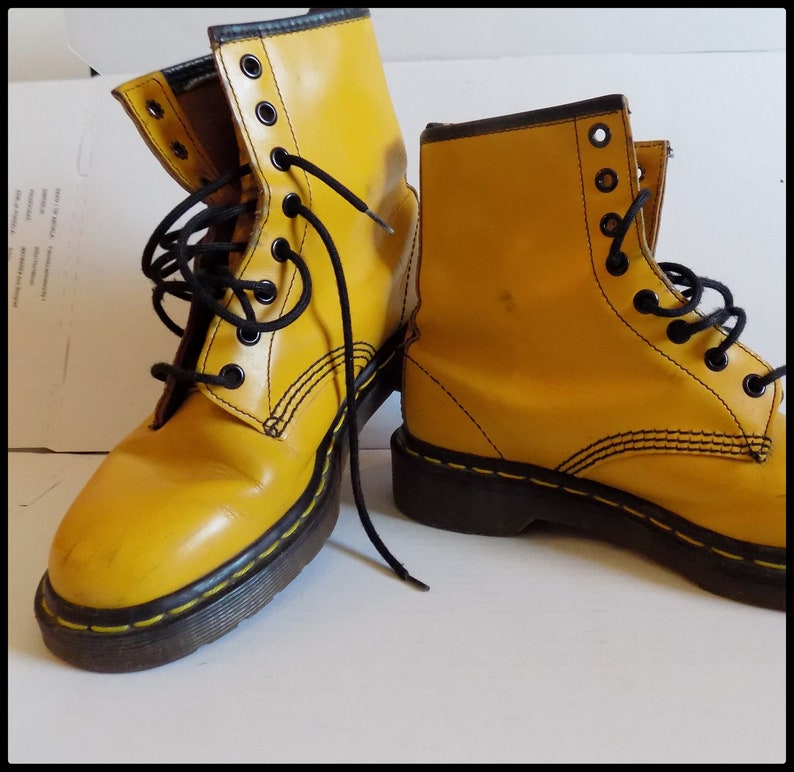 Vintage 90's Yellow Dr. Martens Rare Punk Boots EU 38 UK 5 image 6