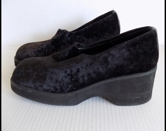 Vintage Black Velvet Platform Shoes