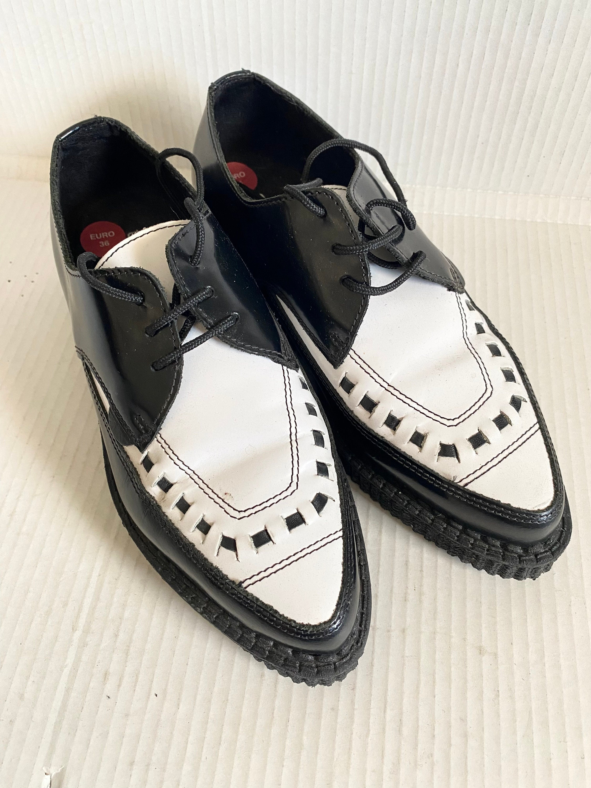 Vtg Daljeets England Creeper Platform Shoes Quilted Lace Up