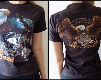 Vintage Motorcycle Rock Eagle Ladies T-shirt