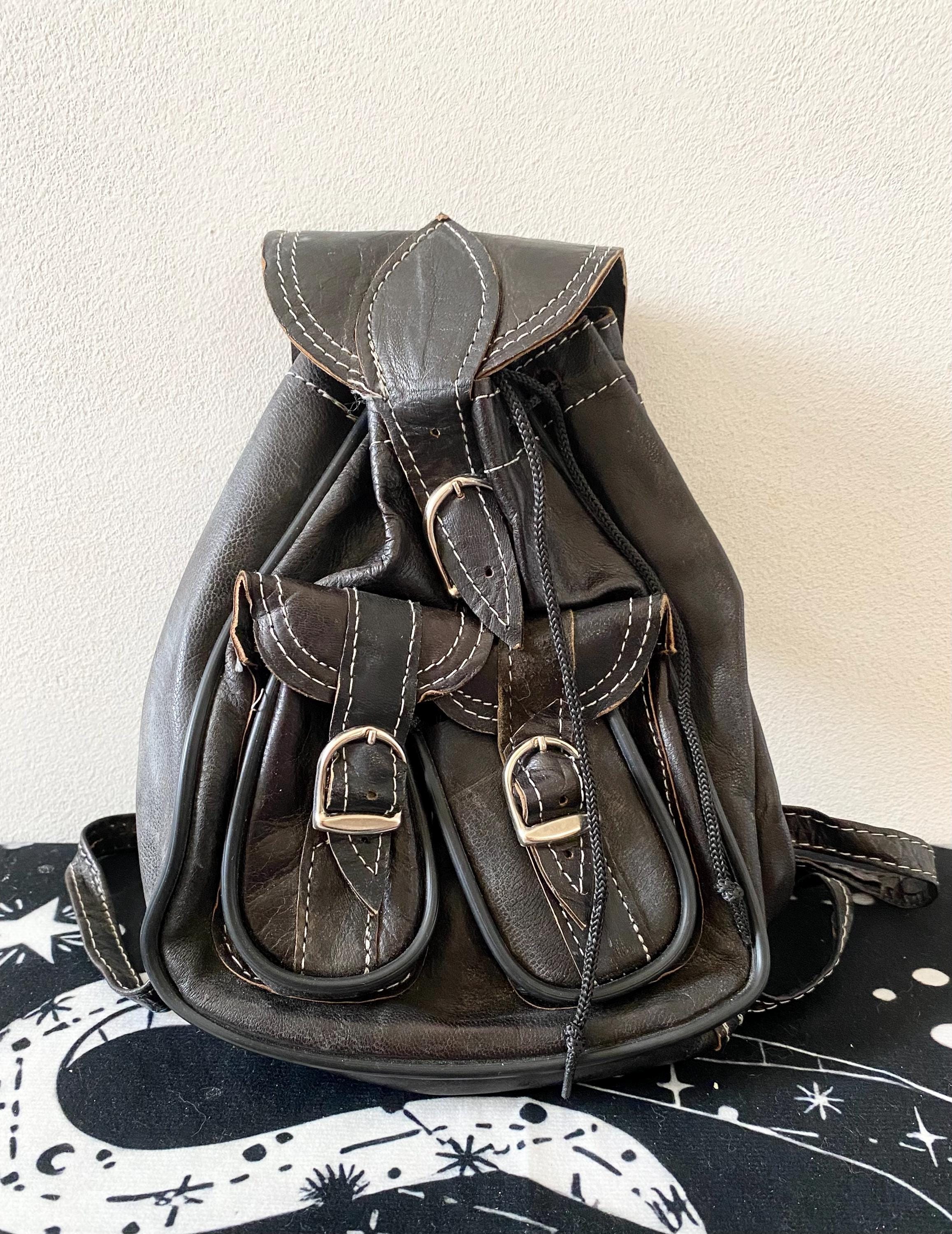 【y2k】ys limi leather bag pack Vintage Y2K Small Leather Backpack - Etsy