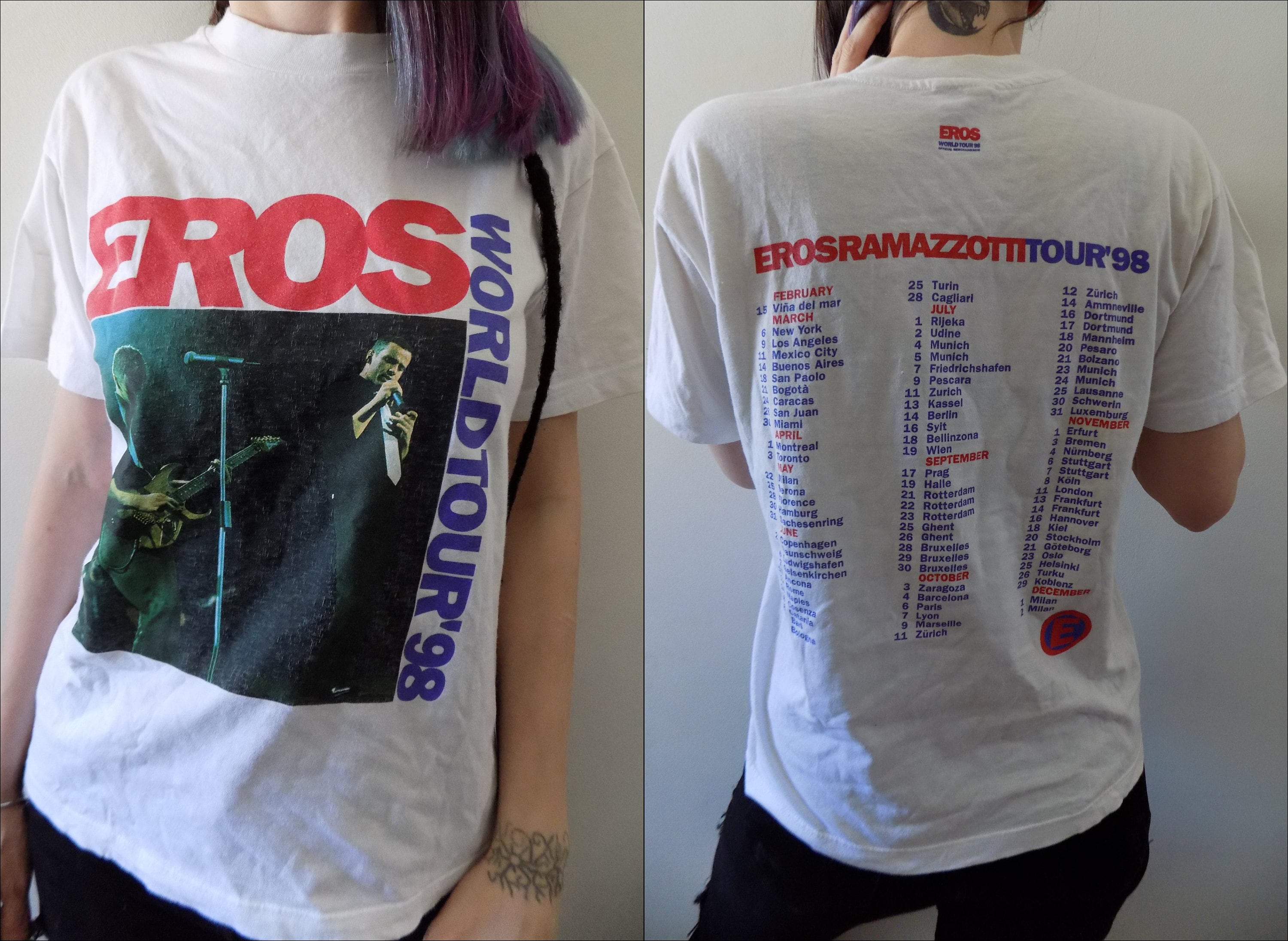 Vintage 98's World Tour Eros Ramazzotti T-shirt - Etsy Canada