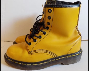 Vintage 90's Yellow Dr. Martens Rare Punk Boots EU 38 UK 5