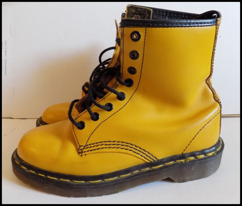 Vintage 90's Yellow Dr. Martens Rare Punk Boots EU 38 UK 5 image 1