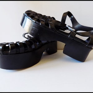 Vintage 90&#39;s Rubber Platform Sandals/Goth Grunge Platform Sandals EU 39 US 8
