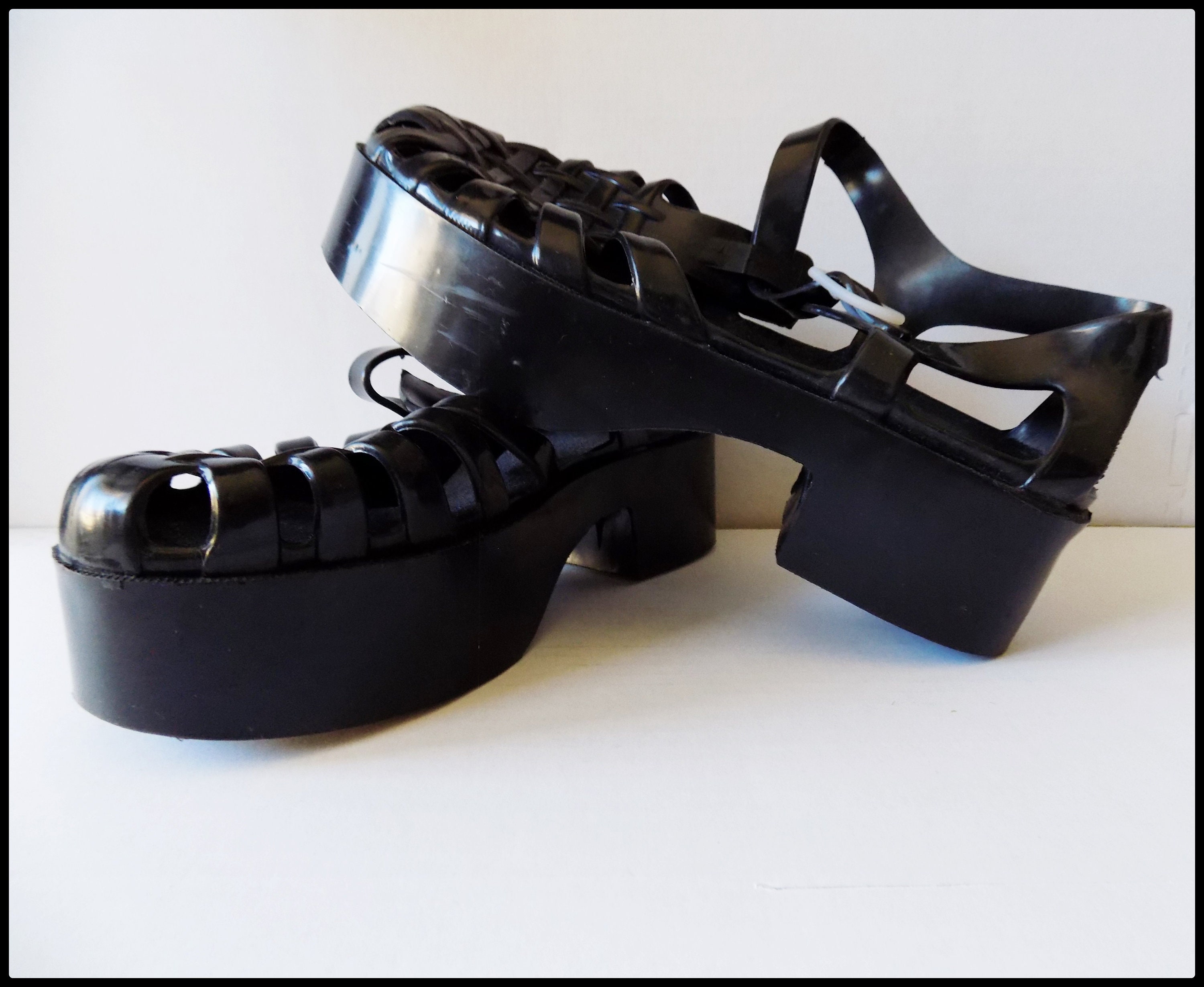 ShoeLand DIRASSA-Women's Open Toe Ankle Strap Platform Wedge Sandals(2010  Black)