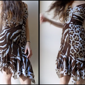 Vintage Y2K Animal Print Tulle Dress