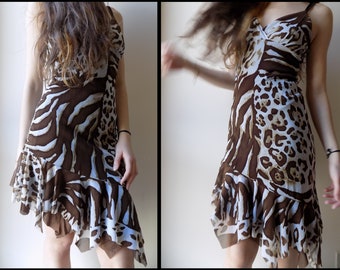 Vintage Y2K Animal Print Tulle Dress