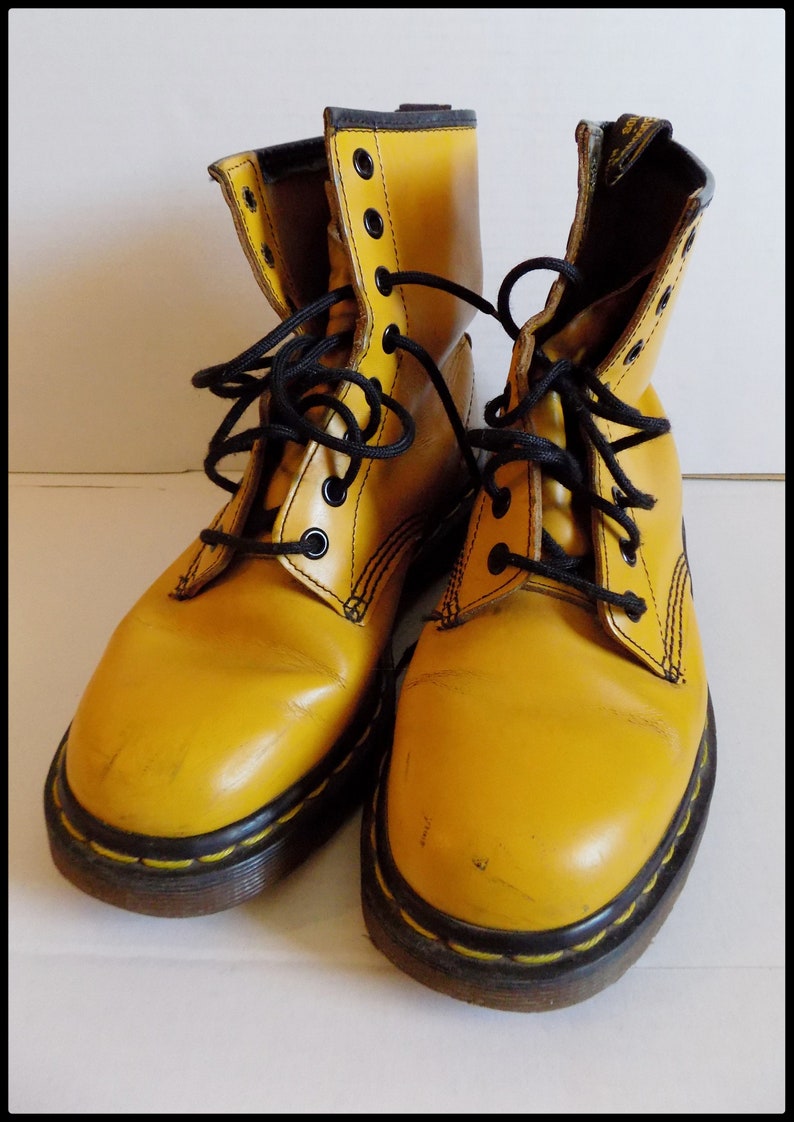 Vintage 90's Yellow Dr. Martens Rare Punk Boots EU 38 UK 5 image 4