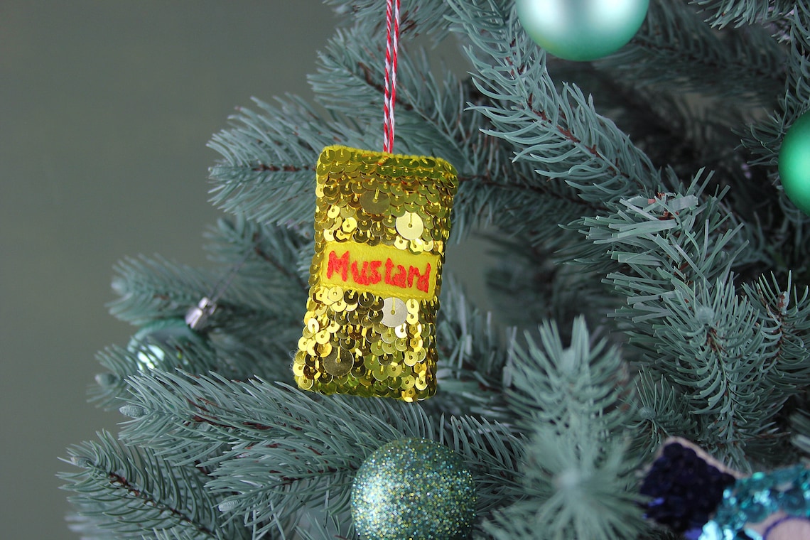 Marvellous Mustard Sequin Christmas Hanging Ornament Etsy