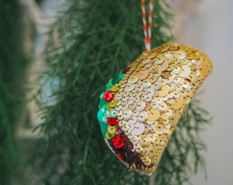 Luxury Heirloom Taco handmade Sequin Ornament MADE TO ORDER