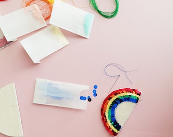 Sequin Rainbow Hand Embroidery Kit