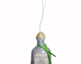 Luxury Heirloom Patron Tequila handmade Sequin Ornament