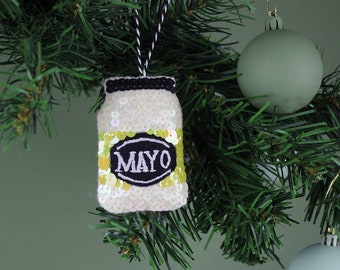 Hand embroidered Sequin Heirloom Mayonnaise ornament