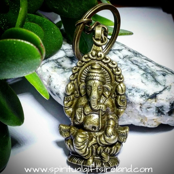 Ganesh Keyring Elephant Bronze Keychain Unusual Unique Something Different Keyrings Keychains Spiritual Motivational Holistic Gifts Bagcharm