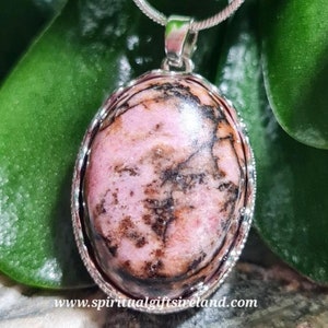 Rhodonite Necklace 925 Sterling Silver Chain, Pink Rhodonite Pendant, Natural Crystal Stone Of The Heart, Beautiful Healing Spiritual Gift