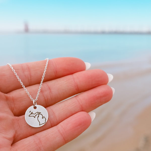 Michigan Necklace | Michigan Souvenirs | Michigan Jewelry | Michigander | Gifts for Women | Petoskey | The Mitten State | Stainless Steel