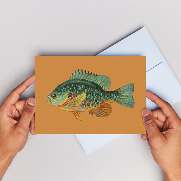 Pumpkinseed Card | Sunfish | Bluegill | Fish Card | Blank Greeting Card | Fish Artwork | Cards for Men | Gifts for Men | Fishing Gifts | Art