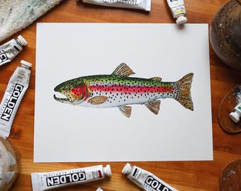 Rainbow Trout Print | Rainbow Trout Painting | Rainbow Trout Art | Trout Artwork | Trout Print | Archival Fine Art Print | Fly Fishing Gifts