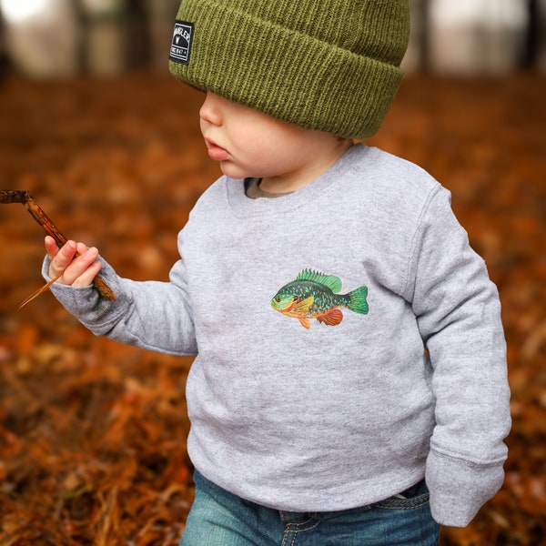 Toddler Sunfish Crewneck Sweatshirt | Children's Fish Shirt | Gender Neutral Children's Clothing | Kids Fishing Shirt | Kids Nature Clothing