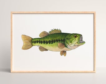 Largemouth Bass Print | Largemouth Bass Painting | Largemouth Bass Art | Bass Art | Bass Print | 8x10 Print | Fishing Gifts | Gifts for Men