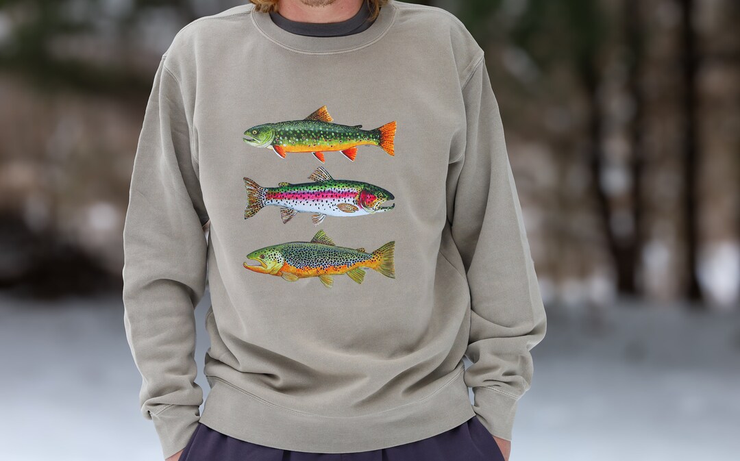 Trout Sweatshirt Fish Sweatshirt Fishing Shirt Trout Crewneck Gifts for