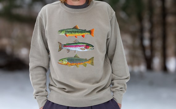 Trout Sweatshirt Fish Sweatshirt Fishing Shirt Trout Crewneck