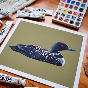 Common Loon Print | Common Loon Painting | Waterfowl Art | Lake Art | Archival Fine Art Print | Lake House Décor | Nature Artwork image 5