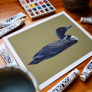 Common Loon Print | Common Loon Painting | Waterfowl Art | Lake Art | Archival Fine Art Print | Lake House Décor | Nature Artwork image 3