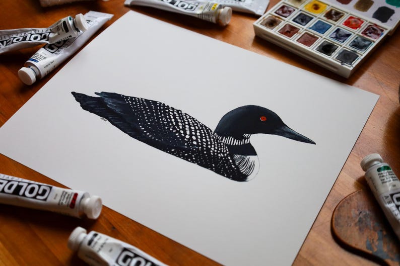 Common Loon Print | Common Loon Painting | Common Loon Art | Lake Art | Loon Print | 8 x 10 Print | Lake House Décor | Nature Artwork | Loon image 6