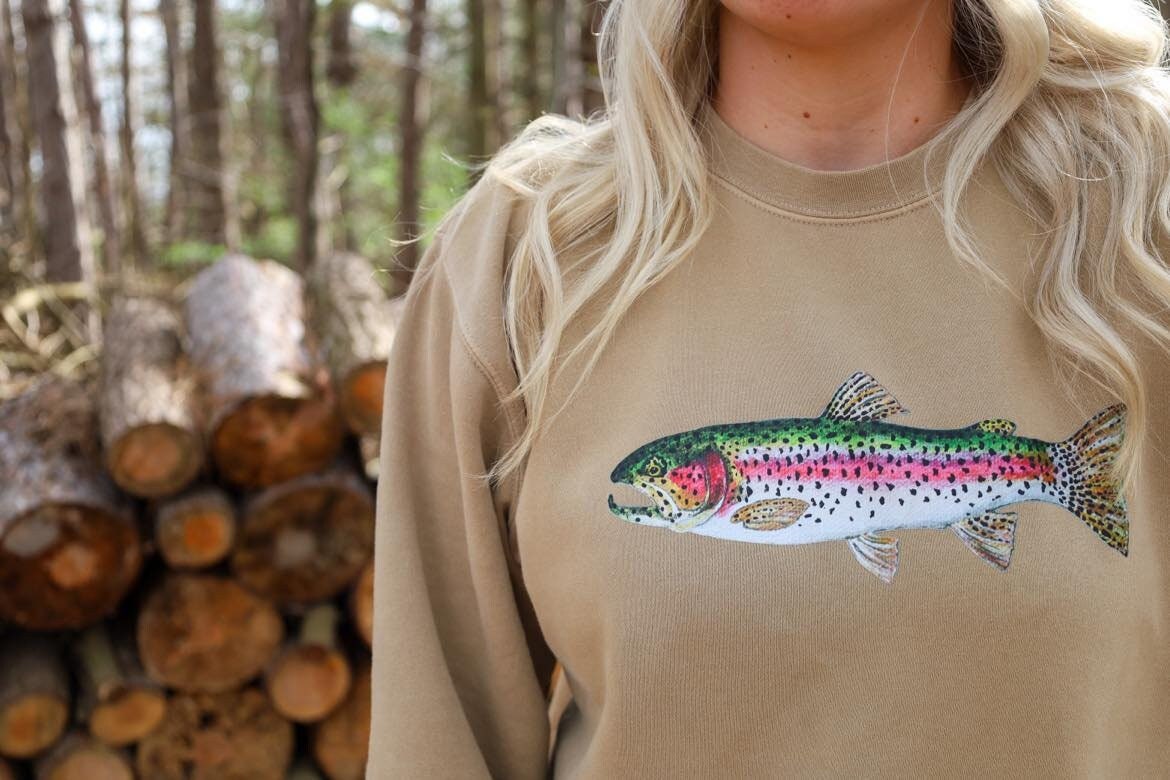 Rainbow Trout Sweatshirt Trout Sweatshirt Fish Sweatshirt Fishing Shirt  Gifts for Men Fishing Gifts Fly Fishing Fish Clothing 