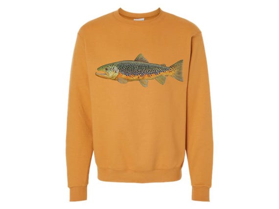 Brown Trout Crewneck Sweatshirt | Trout Shirt | Fly Fishing Gift | Trout Art | Fishing Shirt | Trout Fishing | Fishing Gift Gifts for Men