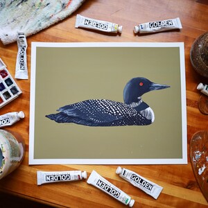 Common Loon Print | Common Loon Painting | Waterfowl Art | Lake Art | Archival Fine Art Print | Lake House Décor | Nature Artwork image 4
