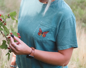 Monarch Pocket Tee Shirt | Butterfly Shirt | Nature Shirt | Monarch Shirt | Monarch Butterfly | Wildlife Clothing | Short Sleeve Tshirt