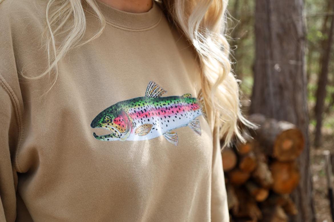 Rainbow Trout Sweatshirt Trout Sweatshirt Fish Sweatshirt Fishing Shirt  Gifts for Men Fishing Gifts Fly Fishing Fish Clothing 