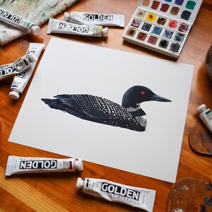 Common Loon Print | Common Loon Painting | Common Loon Art | Lake Art | Loon Print | 8 x 10 Print | Lake House Décor | Nature Artwork | Loon image 4