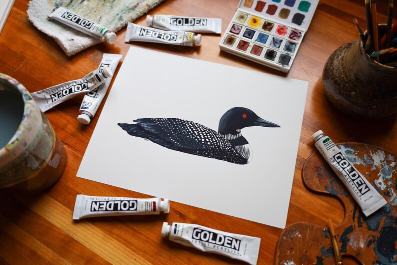 Common Loon Print | Common Loon Painting | Common Loon Art | Lake Art | Loon Print | 8 x 10 Print | Lake House Décor | Nature Artwork | Loon image 4