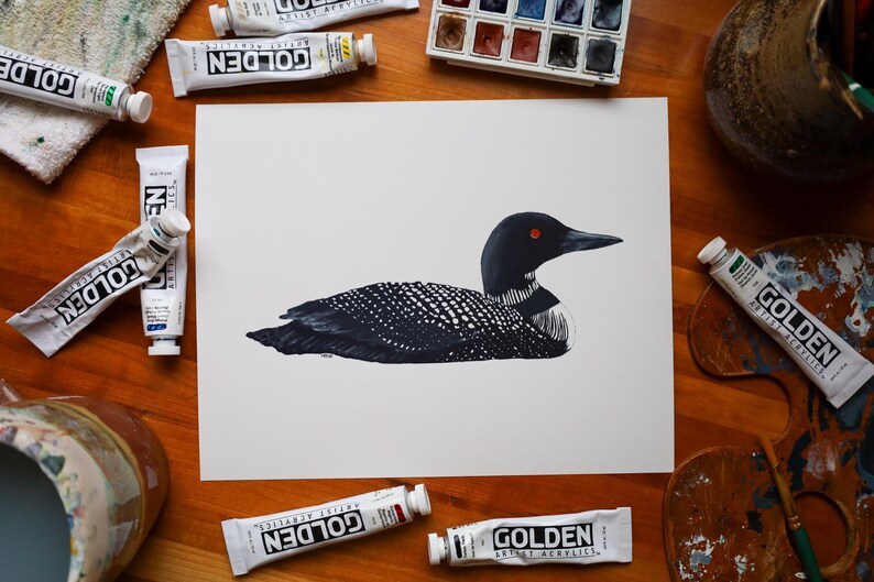 Common Loon Print | Common Loon Painting | Common Loon Art | Lake Art | Loon Print | 8 x 10 Print | Lake House Décor | Nature Artwork | Loon image 5